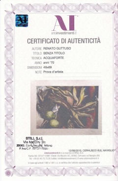 Renato Guttuso Acquaforte-acquatinta ''Pannocchia e limoni'' 1970