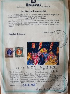 Litografia Saverio Terruso Certificata, numerata e firmata
