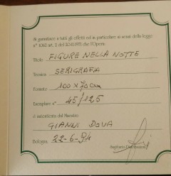 GIANNI DOVA - serigrafia con certificato di autenticità