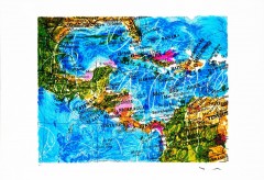 MARIO SCHIFANO-  SERIGRAFIA P.A. CM 70 X 100 CARTA GEOGRAFICA