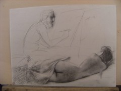 litografia di Giacomo Mnzù ''ritratto donna nuda''