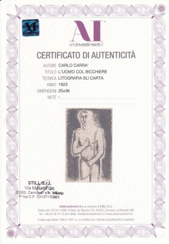 Carlo Carra ''L'uomo col bicchiere'' firmato 1923 